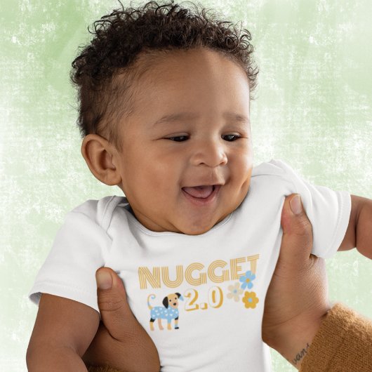 Nugget 2.0犬と花 ベビーボディスーツ