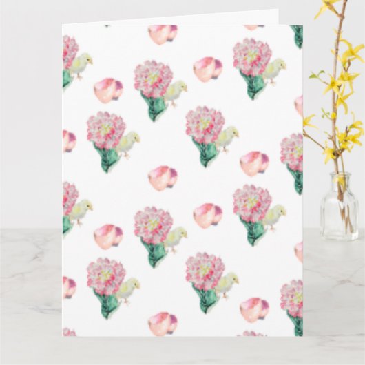 Nugget Baby Easter Chick and Tulip カード (黄色い花)