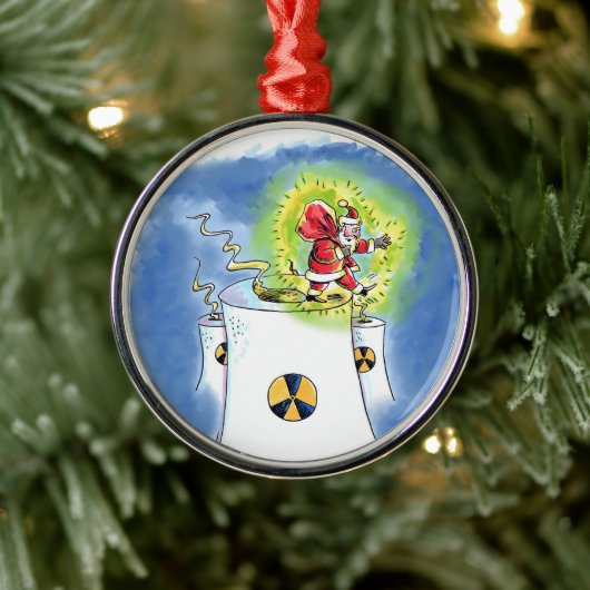 Nuked Santa Claus round premium ornament メタルオーナメント (ツリー)