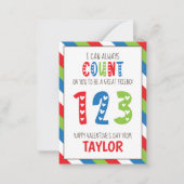 Number ストライプの Count Valentine's Classroomカード ノートカード (正面)