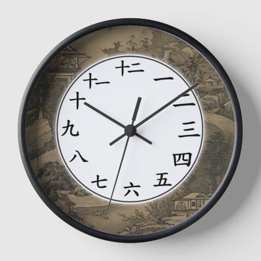 Number 日本の Clock暗いヴィンテージ 壁時計 (正面)
