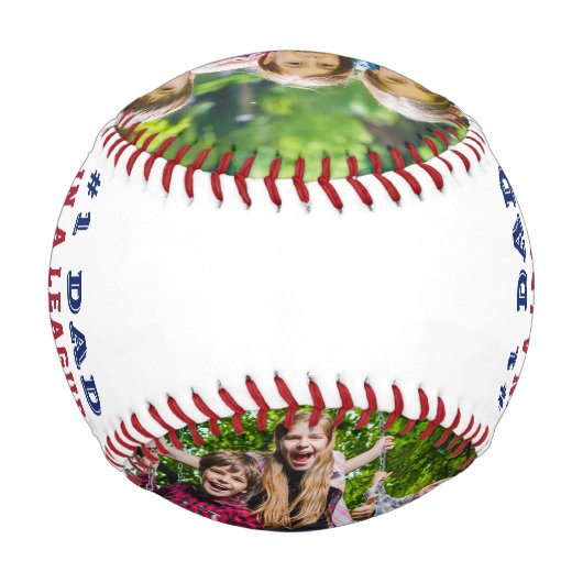 Number 1パパ引用文カスタム2写真パーソナライズされた 野球ボール (裏面)