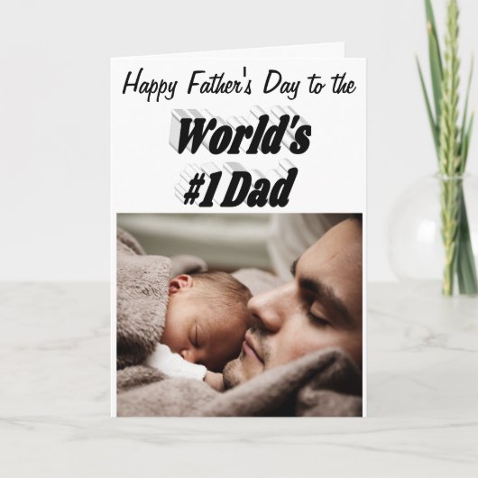Number 1パパ父の日フォトブラックカード カード (正面)