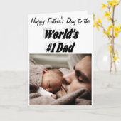 Number 1パパ父の日フォトブラックカード カード (黄色い花)