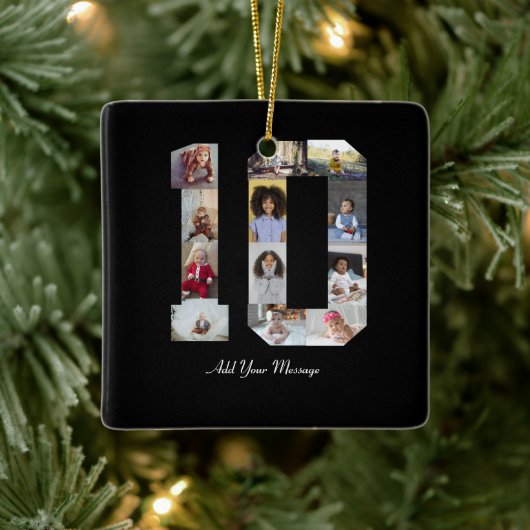 Number 10フォトコラージュのポスター セラミックオーナメント (ツリー)