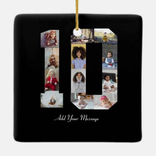 Number 10フォトコラージュのポスター セラミックオーナメント (裏面)