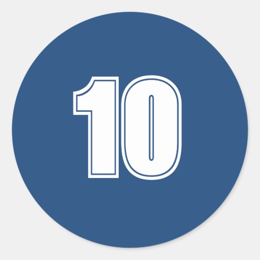 Number 10計画供給シンプル10ネイビーホワイト ラウンドシール (正面)