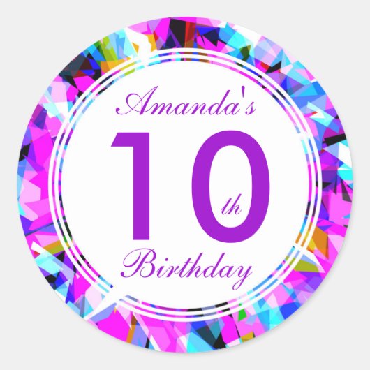 Number 10 -誕生日ラウンドステッカー ラウンドシール (正面)