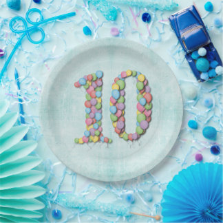 Number 10 Tenth誕生日記念日パーティー ペーパープレート