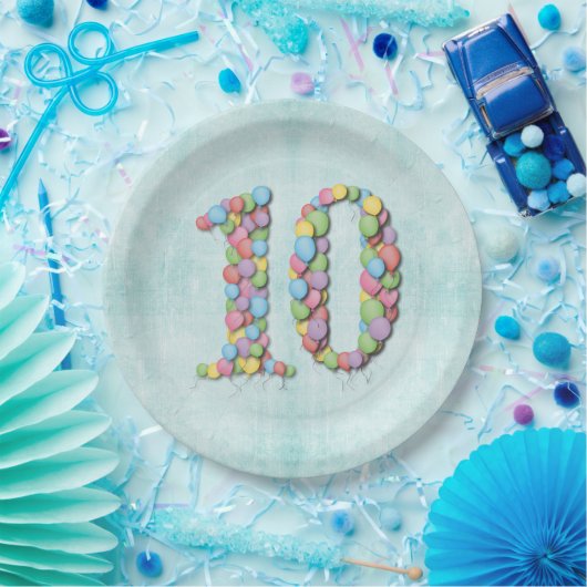 Number 10 Tenth誕生日記念日パーティー ペーパープレート (パーティー)