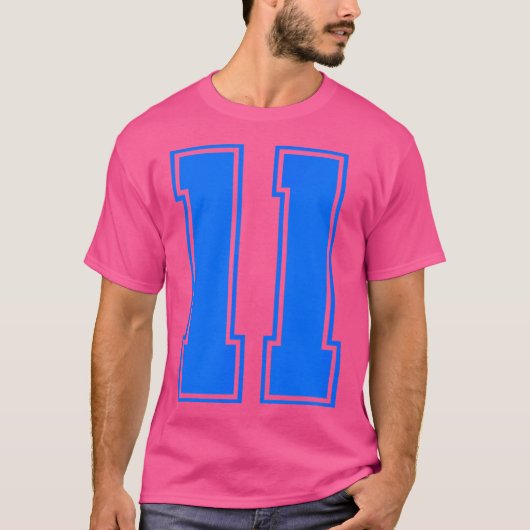 Number 11スポーツチームBlue Varsity番号 Tシャツ (正面)