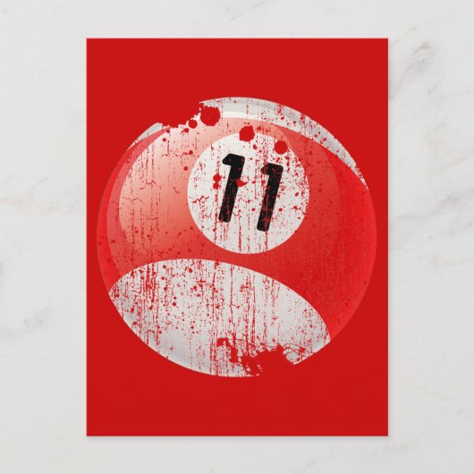 NUMBER 11ビリヤード・ボール – 侵食スタイル ポストカード (正面)