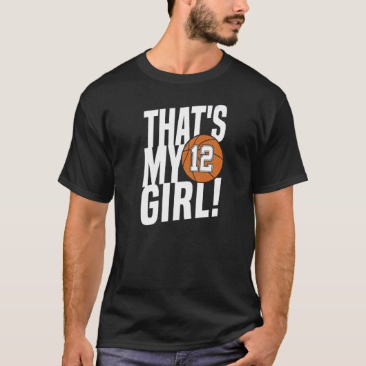 Number 12その私の女の子12バスケットボールママパパ tシャツ (正面)