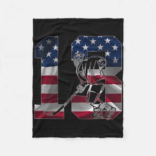 Number 13 Years Ice Hockey 13th Birthday  フリースブランケット (正面)