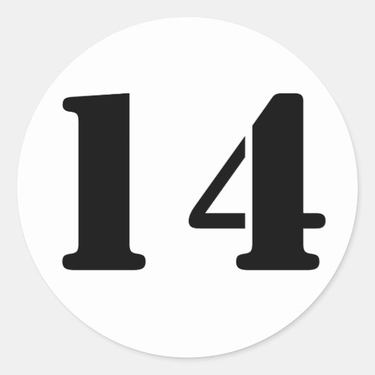 Number 14ジャンツによる14の白いステンシル番号 ラウンドシール (正面)