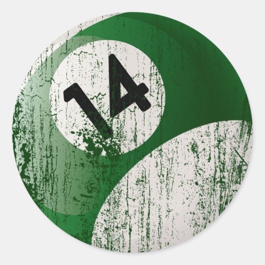 NUMBER 14ビリヤード・ボール – 侵食スタイル ラウンドシール (正面)