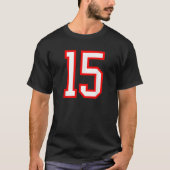 Number 15ホワイトレッドスポーツジャージー誕生日ラッキーn tシャツ (正面)