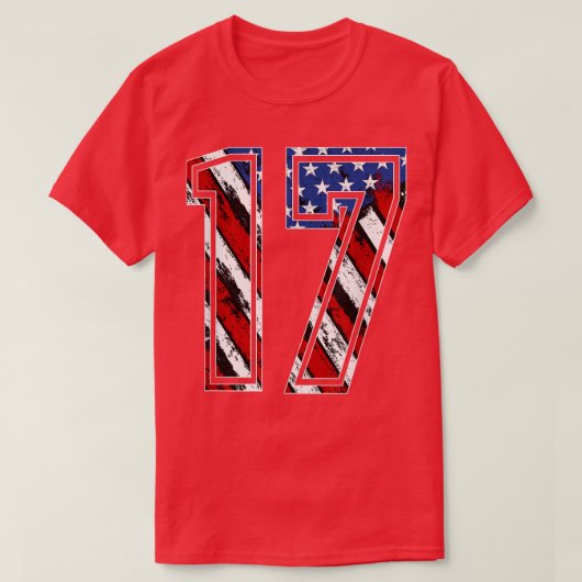 Number 17赤白青アメリカ国旗17ジャース tシャツ (デザイン正面)
