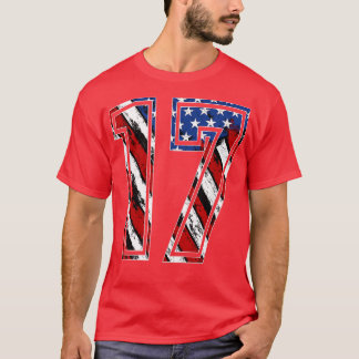 Number 17赤白青アメリカ国旗17ジャース tシャツ