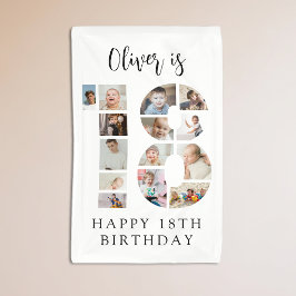 Number 18 Photo Co|lage 18歳の誕生日パーティー 横断幕