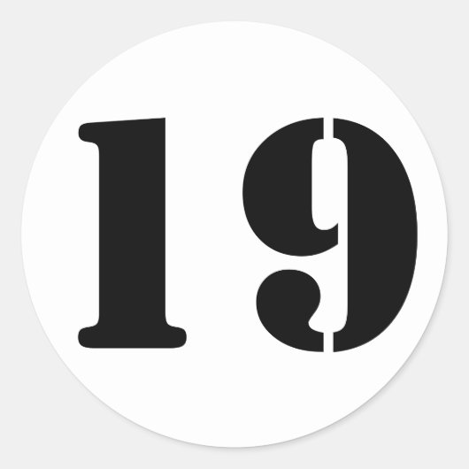 Number 19 Janzによる19の白いステンシル番号 ラウンドシール (正面)