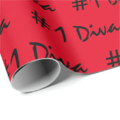 Number 1 Diva Personalize Red Wrapping紙 ラッピングペーパー (ロールコーナー)