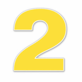 Number 2金ゴールドとホワイトステッカー シール