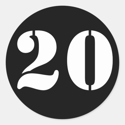 Number 20 Black Stencil Numbers by Janz ラウンドシール (正面)