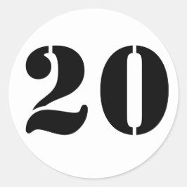 Number 20 Janzによる20個の白いステンシル番号 ラウンドシール
