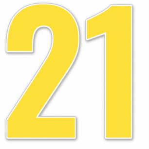 Number 21金ゴールドとホワイトステッカー シール
