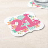 Number 21 21誕生日の記念日パーティー紙 ペーパーコースター (アングル)