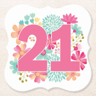 Number 21 21誕生日の記念日パーティー紙 ペーパーコースター