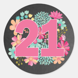 Number 21 21誕生日の記念日パーティー ラウンドシール