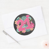 Number 21 21誕生日の記念日パーティー ラウンドシール (封筒)