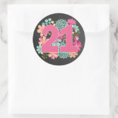 Number 21 21誕生日の記念日パーティー ラウンドシール (バッグ)