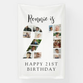 Number 21 Photo Co|lage 21歳の誕生日パーティー 横断幕 (縦)