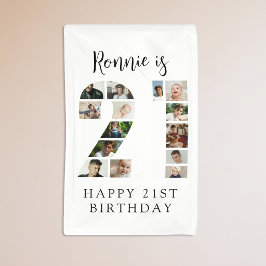 Number 21 Photo Co|lage 21歳の誕生日パーティー 横断幕