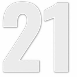 Number 21 Silver Gray and Whiteステッカー シール