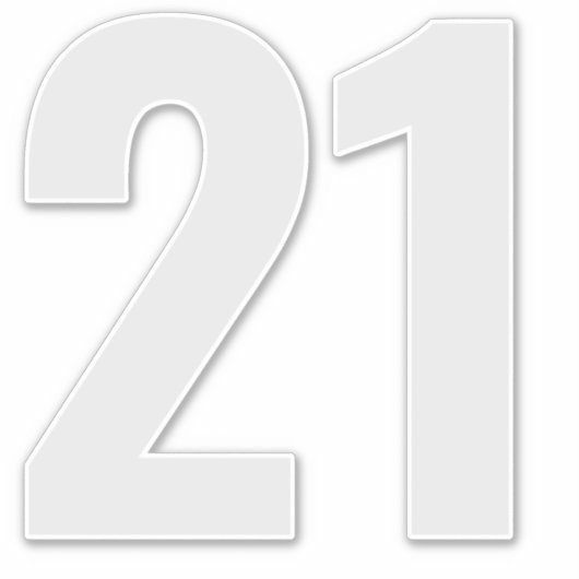 Number 21 Silver Gray and Whiteステッカー シール (正面)