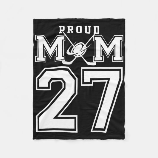 Number 27 Custom Proud Hockey Mom Personalized For フリースブランケット (正面)