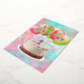 Number 2 Candle on Cake, Happy Birthday Card 箔シーズンカード (回転した状態)