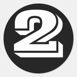 Number 2 Two Vineta Numbers by Janz Black ラウンドシール