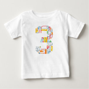 Number 3建築建物ツール3歳 ベビーTシャツ