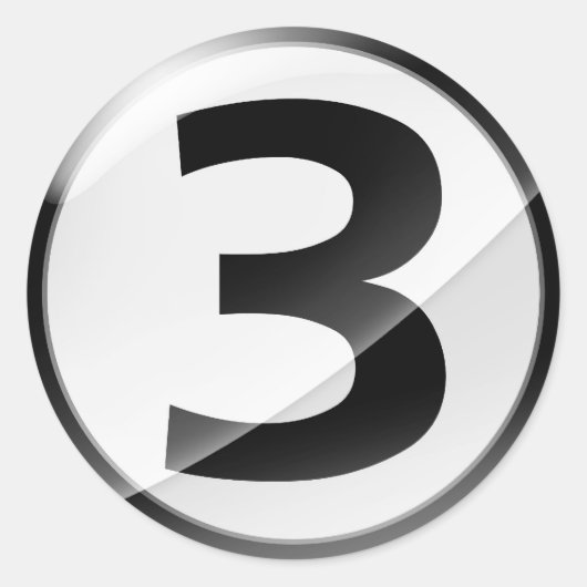 Number 3黒のステッカー ラウンドシール (正面)