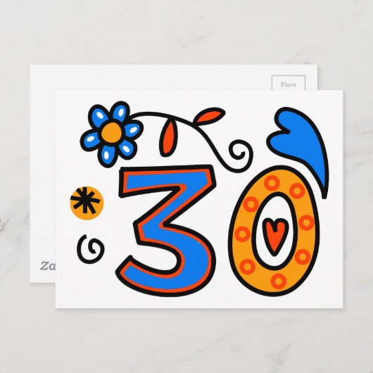 Number 30マンガ誕生日時代 ポストカード (正面/裏面)