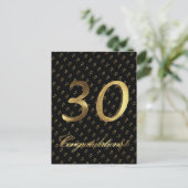Number 30 Black金ゴールド30th Birthday Anniversary ポストカード (スタンド正面)