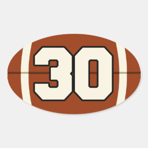 Number 30 Footballステッカー 楕円形シール