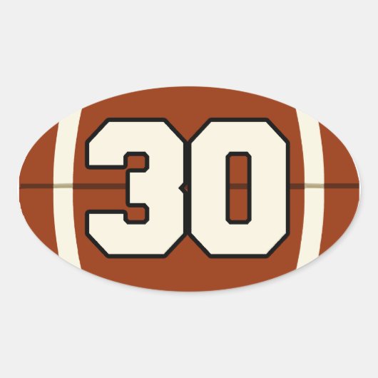 Number 30 Footballステッカー 楕円形シール (正面)