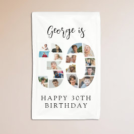 Number 30 Photo Co|lage 30歳の誕生日パーティー 横断幕