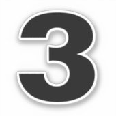 Number 3 Black and Whiteステッカー シール (正面)